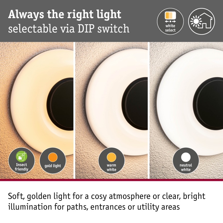 Paulmann 94955 - LED/20,5W IP65 Aptumšojams āra sienas gaismeklis AUREVA 230V 2200/3000/4000K antracīts