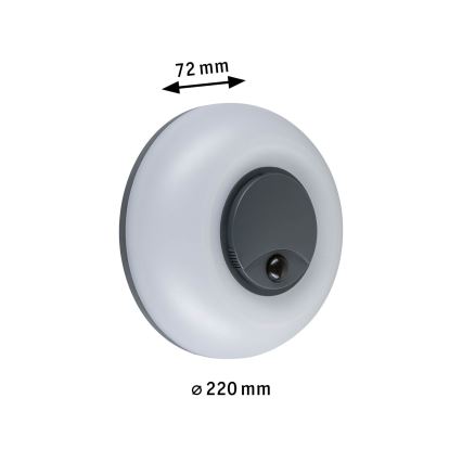 Paulmann 94956 - LED/20,5W IP65 Regulējams āra sienas gaismeklis ar kustības un krēslas sensoru AUREVA 230V 2200/3000/4000K antracīts