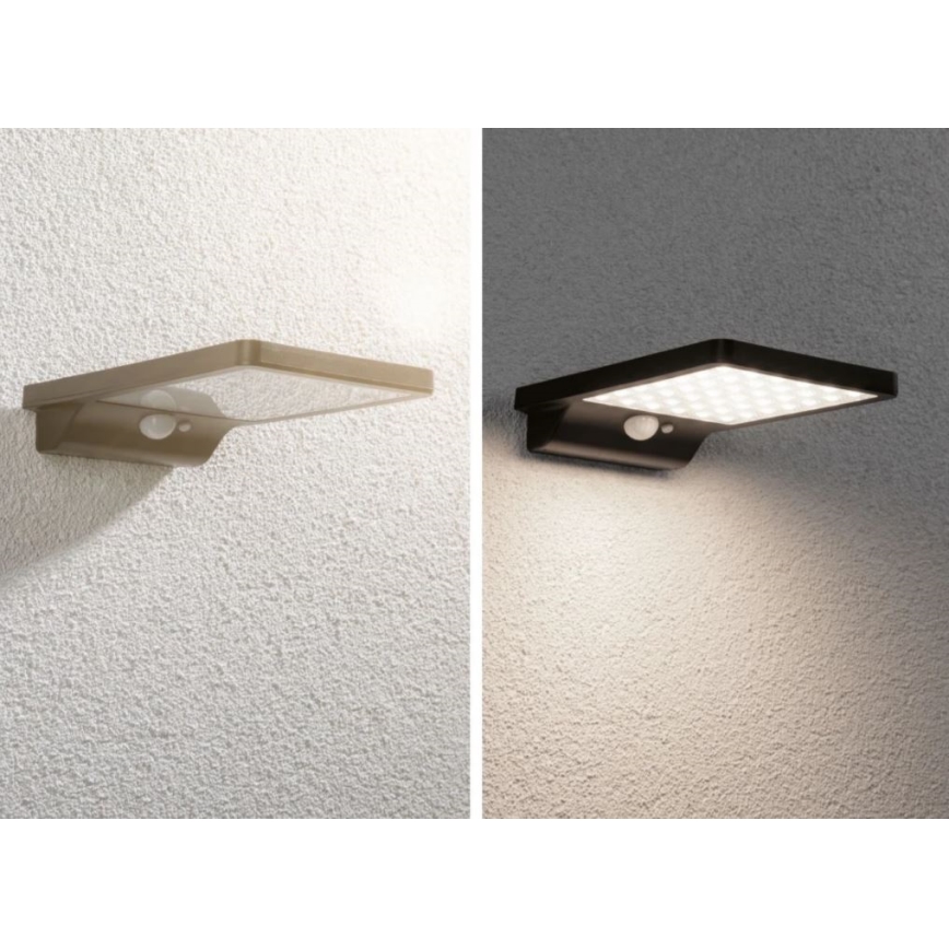 Paulmann 95393 - LED/4W IP44 Aptumšojama saules enerģijas sienas lampa ar sensoru SOLVEIG 3,7V 2000 mAh