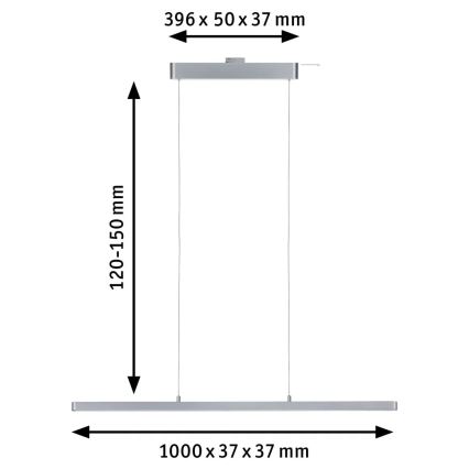 Paulmann 95578 - LED/40W Aptumšojuma lustra ar auklu URAIL LENTO 230V 2700-6500K