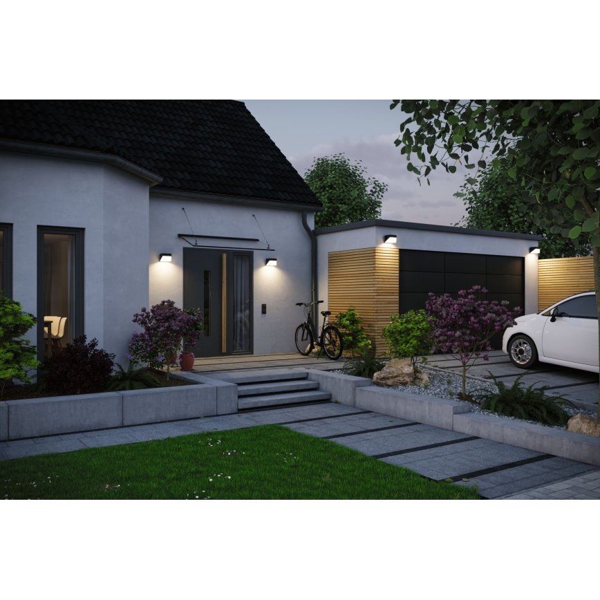 Paulmann 95746 - LED/2,3W IP44 Saules sienas gaismeklis ar sensoru EILEEN 3,7/230V 4000 mAh melns