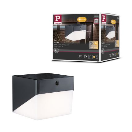 Paulmann 95746 - LED/2,3W IP44 Saules sienas gaismeklis ar sensoru EILEEN 3,7/230V 4000 mAh melns