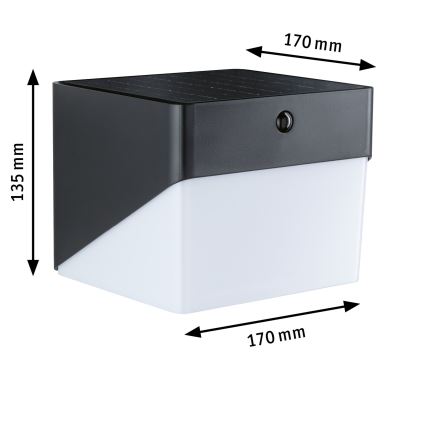 Paulmann 95746 - LED/2,3W IP44 Saules sienas gaismeklis ar sensoru EILEEN 3,7/230V 4000 mAh melns