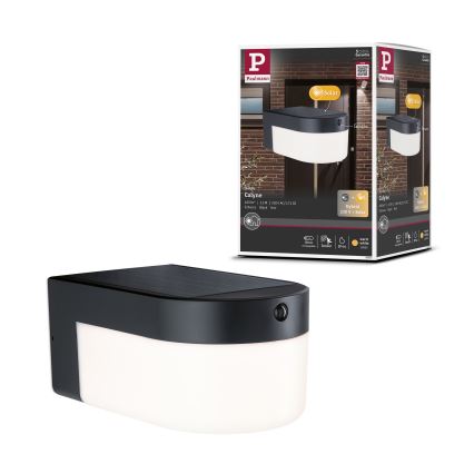 Paulmann 95747 - LED/2,3W IP44 Saules sienas gaismeklis ar sensoru CALYNE 3,7/230V 4000 mAh melns