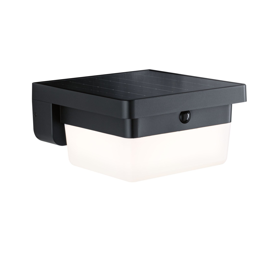 Paulmann 95748 - LED/2,3W IP44 Saules sienas gaismeklis ar sensoru ISLEEN 3,7/230V 4000 mAh melns
