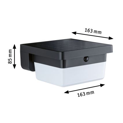 Paulmann 95748 - LED/2,3W IP44 Saules sienas gaismeklis ar sensoru ISLEEN 3,7/230V 4000 mAh melns