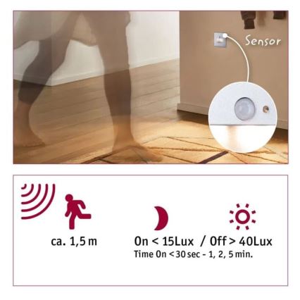 Paulmann  93134 - LED/1,2W Kāpņu telpas lampa ar sensoru EDGE 230V matēts hroms