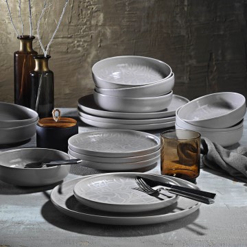 Pelēka porcelāna servīze, 24 gab.