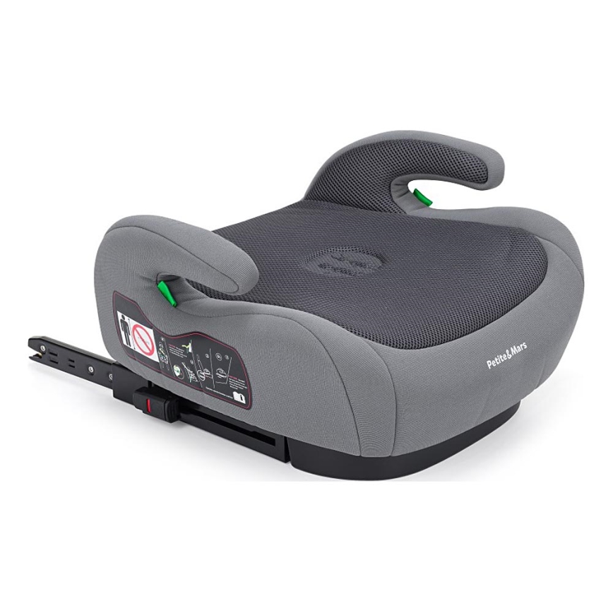 PETITE&MARS - Automašīnas paaugstinājuma krēsliņš OPTIMUS PRO i-Izmērs 125-150 cm (22-36 kg) pelēka