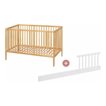 PETITE&MARS - Bērnu gultiņa ar aizsargrežģi NELA BEECH 120x60 cm buk