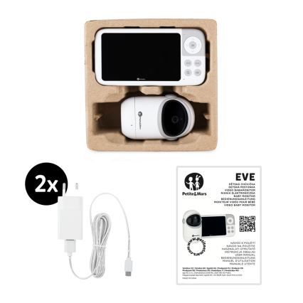 PETITE&MARS - Bērnu monitors ar ekrānu EVE 5.0 3,8V 3050 mAh