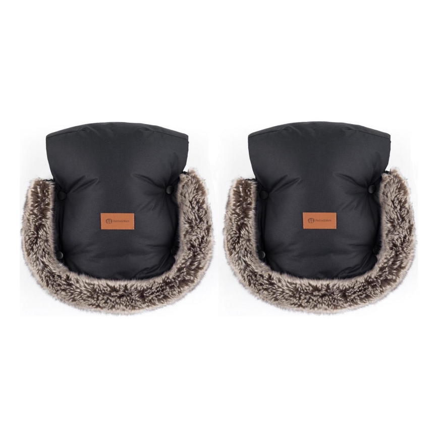 PETITE&MARS - Bērnu ratu cimdi FURRY Forever Black