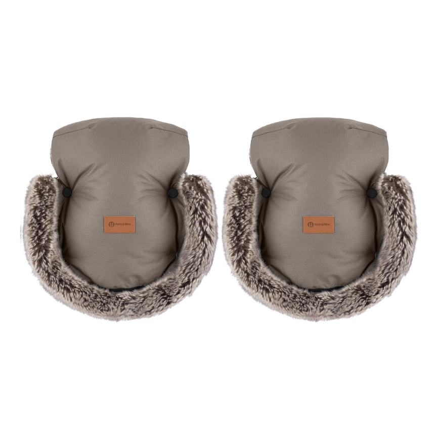 PETITE&MARS - Bērnu ratu cimdi FURRY Mocha Mousse