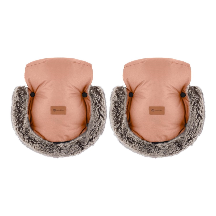 PETITE&MARS - Bērnu ratu cimdi FURRY Pastel Peach