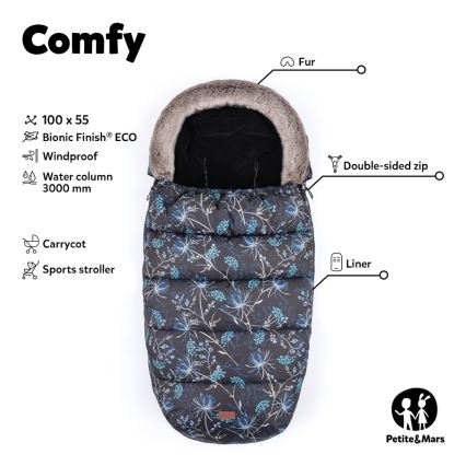 PETITE&MARS - Bērnu ratu maiss 4in1 COMFY Forever melna