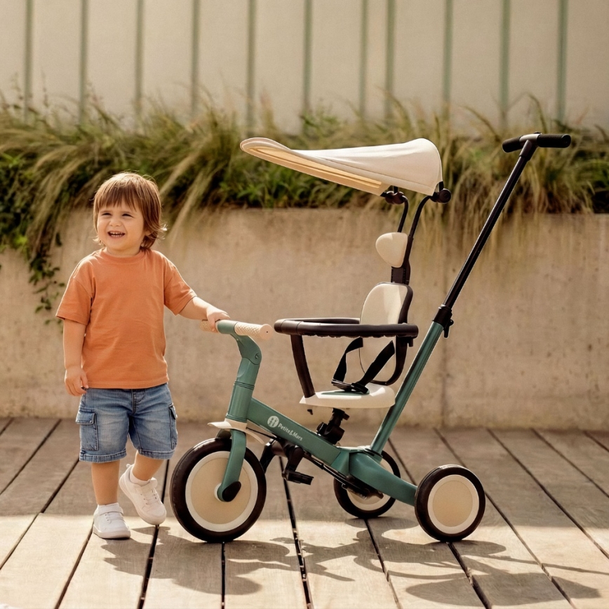 PETITE&MARS - Bērnu trīsritenis 5-in-1 TURBO PLUS Miglainzaļš