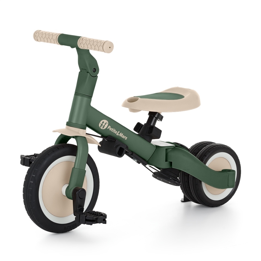 PETITE&MARS - Bērnu trīsritenis 5 in 1 TURBO PLUS Misty Green