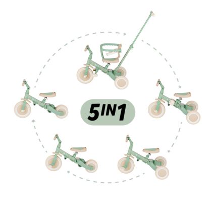 PETITE&MARS - Bērnu trīsritenis 5 vienā TURBO LIMITED Green Twist