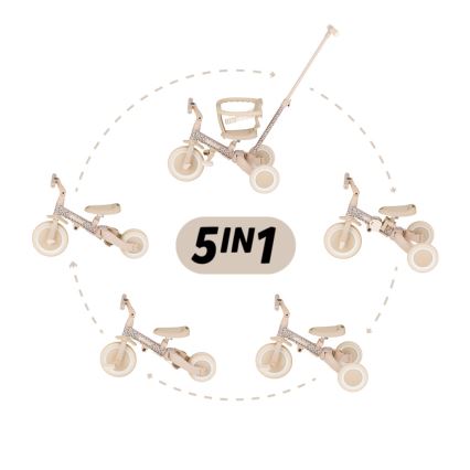 PETITE&MARS - Bērnu trīsritenis 5 vienā TURBO LIMITED Rozā pļava