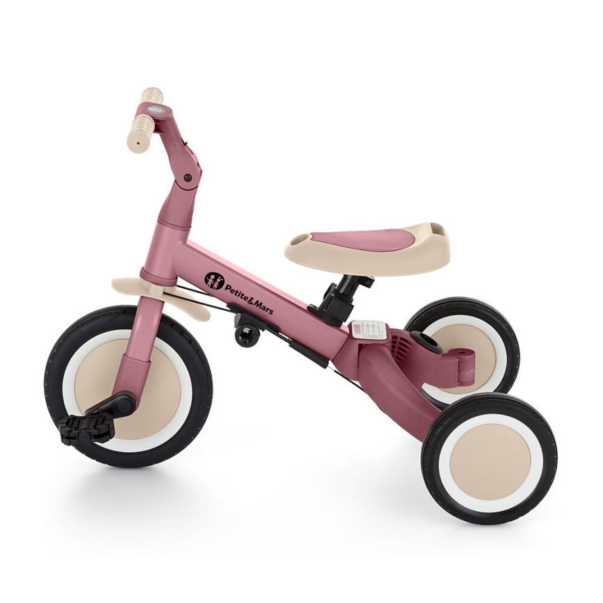 PETITE&MARS - Bērnu trīsritenis 5in1 TURBO Dusty roze