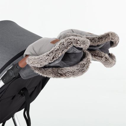 PETITE&MARS-KOMPLEKTS Bērnu ratu maiss 4in1 ARCTIC + stroller roka muffs FURRY Champagne Shower