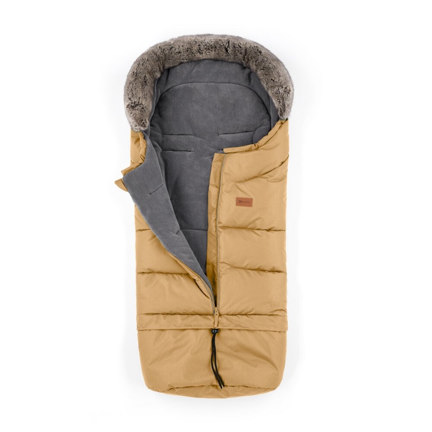 PETITE&MARS - KOMPLEKTS Bērnu ratu maiss 4in1 ARCTIC + stroller roka muffs FURRY Elegant Caramel