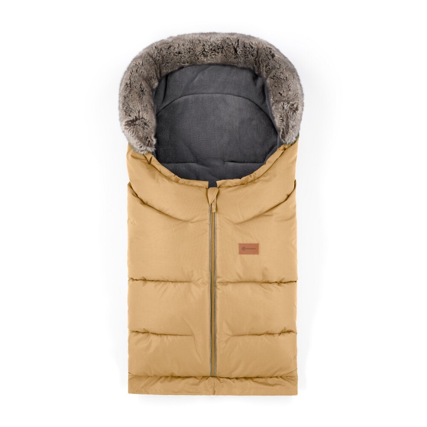 PETITE&MARS - KOMPLEKTS Bērnu ratu maiss 4in1 ARCTIC + stroller roka muffs FURRY Elegant Caramel