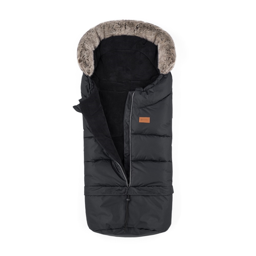 PETITE&MARS - KOMPLEKTS Bērnu ratu maiss 4in1 ARCTIC + stroller roka muffs FURRY Forever Black