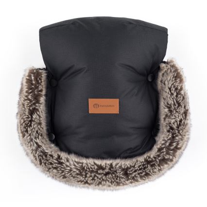 PETITE&MARS - KOMPLEKTS Bērnu ratu maiss 4in1 ARCTIC + stroller roka muffs FURRY Forever Black