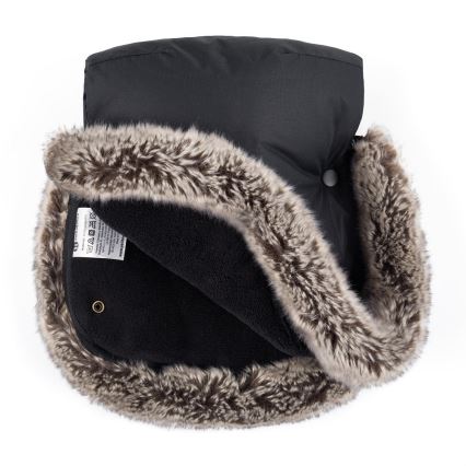 PETITE&MARS - KOMPLEKTS Bērnu ratu maiss 4in1 ARCTIC + stroller roka muffs FURRY Forever Black