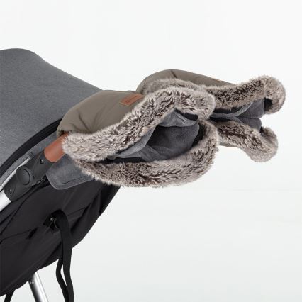 PETITE&MARS - KOMPLEKTS Bērnu ratu maiss 4in1 ARCTIC + stroller roka muffs FURRY Mocha Mousse