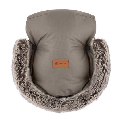 PETITE&MARS - KOMPLEKTS Bērnu ratu maiss 4in1 ARCTIC + stroller roka muffs FURRY Mocha Mousse