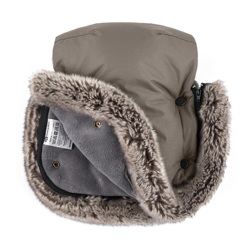PETITE&MARS - KOMPLEKTS Bērnu ratu maiss 4in1 ARCTIC + stroller roka muffs FURRY Mocha Mousse