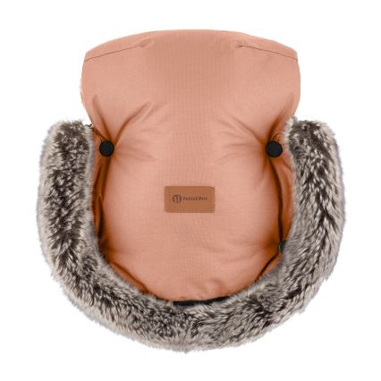 PETITE&MARS - KOMPLEKTS Bērnu ratu maiss 4in1 ARCTIC + stroller roka muffs FURRY Pastel Peach