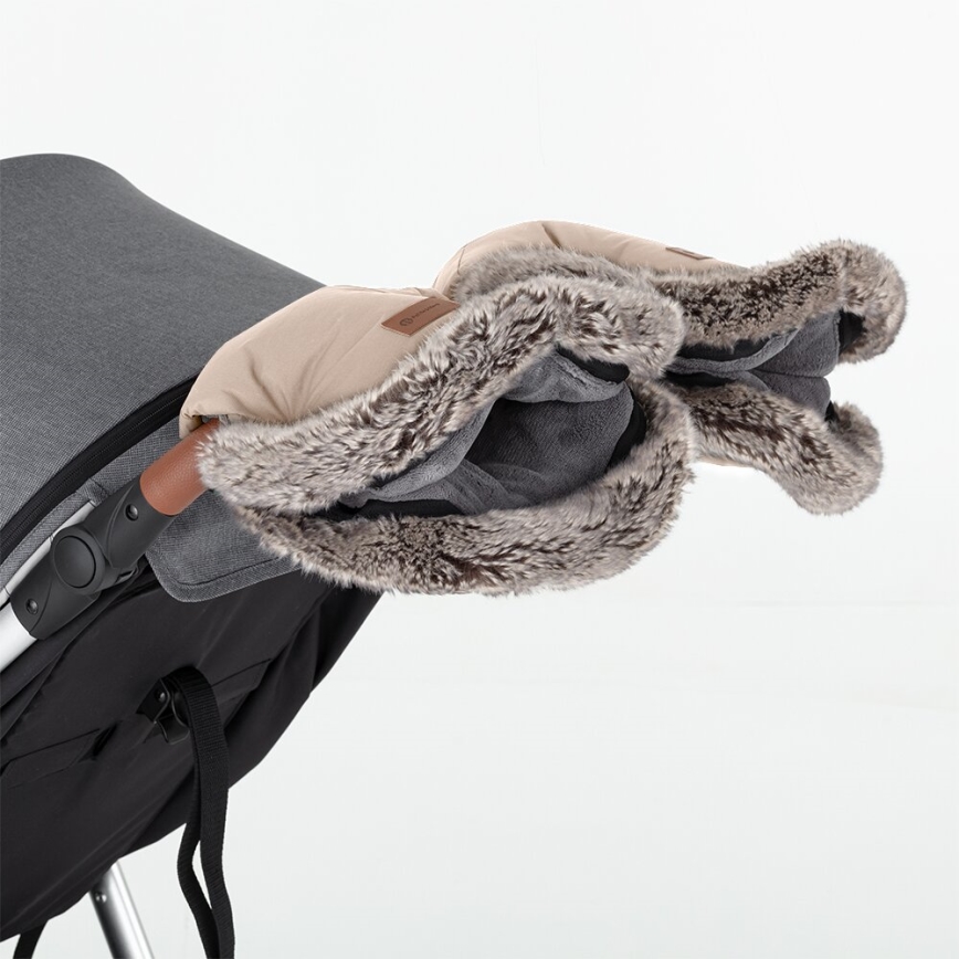 PETITE&MARS - KOMPLEKTS Bērnu ratu maiss 4in1 ARCTIC + stroller roka muffs FURRY roze Petal