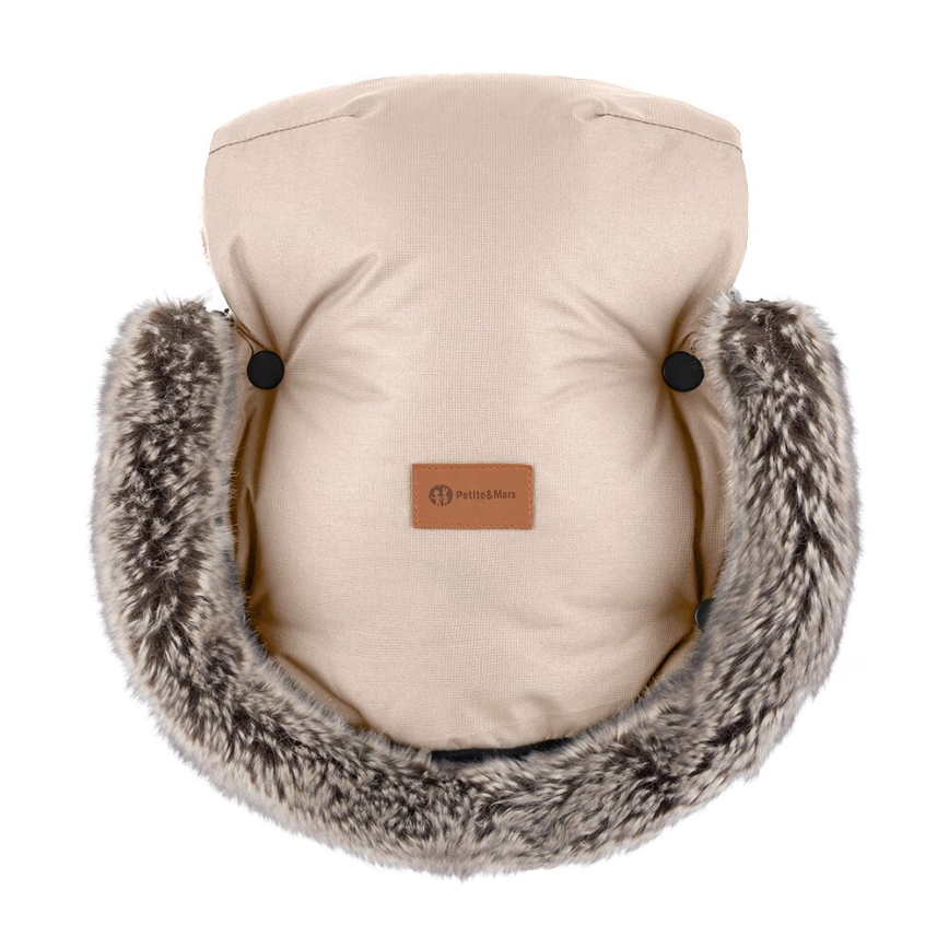 PETITE&MARS - KOMPLEKTS Bērnu ratu maiss 4in1 ARCTIC + stroller roka muffs FURRY roze Petal