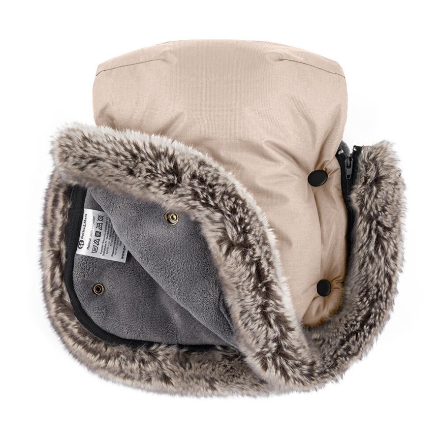 PETITE&MARS - KOMPLEKTS Bērnu ratu maiss 4in1 ARCTIC + stroller roka muffs FURRY roze Petal