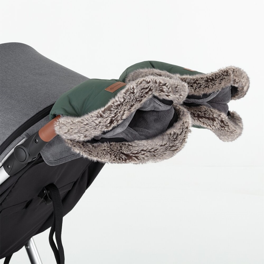 PETITE&MARS - KOMPLEKTS Bērnu ratu maiss 4in1 ARCTIC + stroller roka muffs FURRY Veritable Khaki