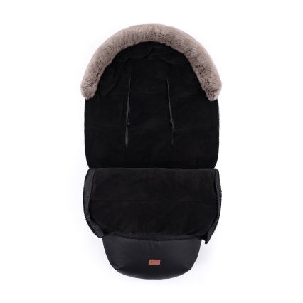 PETITE&MARS - KOMPLEKTS Bērnu ratu maiss 4in1 COMFY + stroller roka muffs FURRY Forever Black