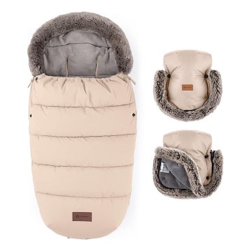 PETITE&MARS - KOMPLEKTS Bērnu ratu maiss 4in1 COMFY + stroller roka muffs FURRY roze Petal
