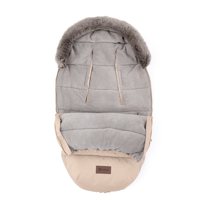 PETITE&MARS - KOMPLEKTS Bērnu ratu maiss 4in1 COMFY + stroller roka muffs FURRY roze Petal