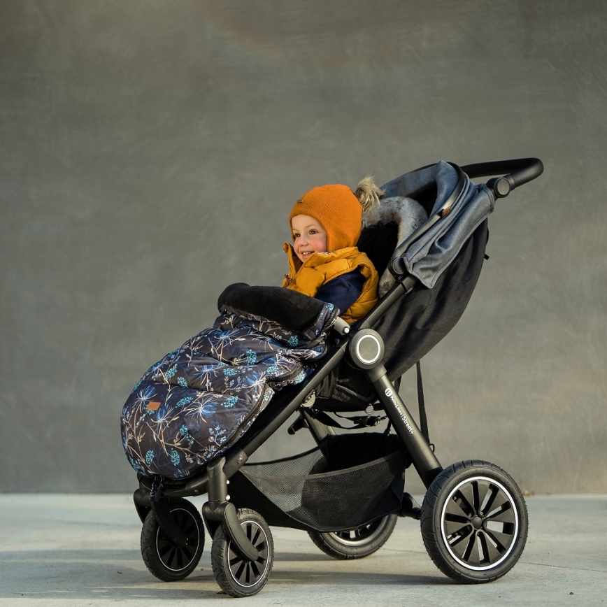 PETITE&MARS - KOMPLEKTS Bērnu ratu maiss 4in1 COMFY Stylish Beauty + stroller roka muffs FURRY Forever Black