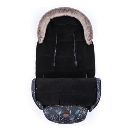 PETITE&MARS - KOMPLEKTS Bērnu ratu maiss 4in1 COMFY Stylish Beauty + stroller roka muffs FURRY Forever Black
