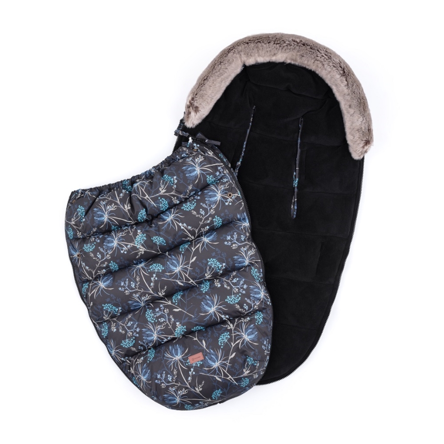 PETITE&MARS - KOMPLEKTS Bērnu ratu maiss 4in1 COMFY Stylish Beauty + stroller roka muffs FURRY Forever Black
