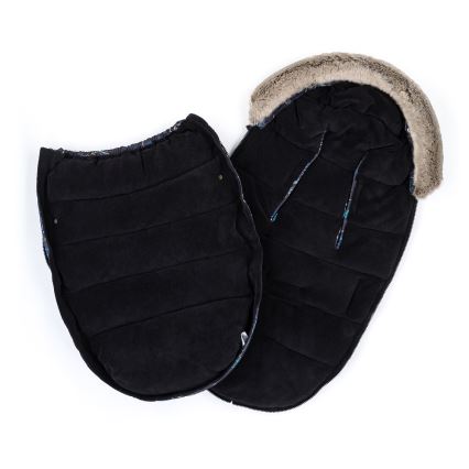 PETITE&MARS - KOMPLEKTS Bērnu ratu maiss 4in1 COMFY Stylish Beauty + stroller roka muffs FURRY Forever Black