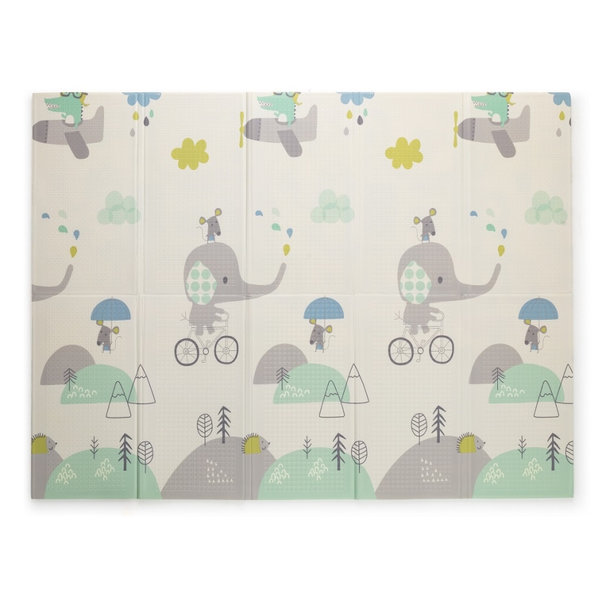 PETITE&MARS - Salokāms rotaļu paklājs CAMPY ELEPHANT&CITY