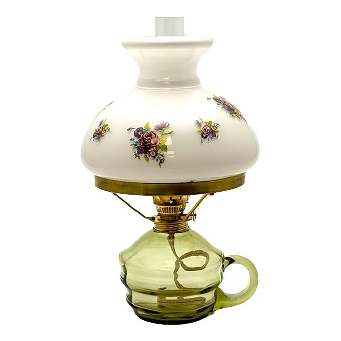 Petrolejas lampa KLÁRA, 34 cm, mežzaļa