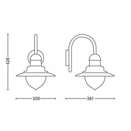 Philips 01652/06/PN - Āra sienas gaismeklis MYGARDEN RAINDROP 1xE27/53W/230V IP44