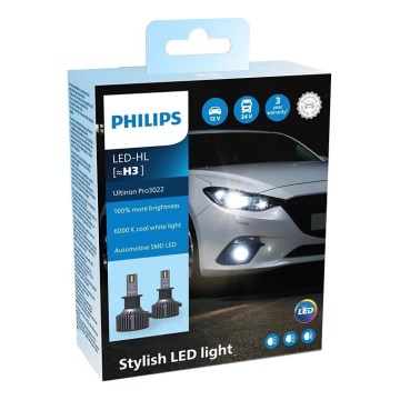 Philips 11336U3022X2 - KOMPLEKTS 2x LED Auto spuldzes Ultinon Pro3022 H3 PK22s/20W/12/24V 6000K