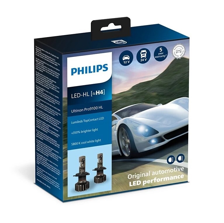 Philips 11342U91X2 -KOMPLEKTS 2x LED Auto spuldze Ultinon 9100 H4 P43t-38/13,2W/12/24V 5800K